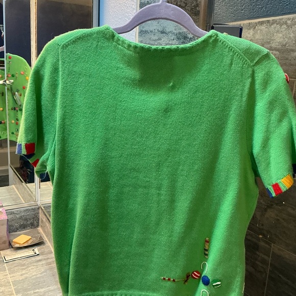 Michael Simon Size Small Green Embellished Knit Croquet Sweater. - Picture 3 of 5